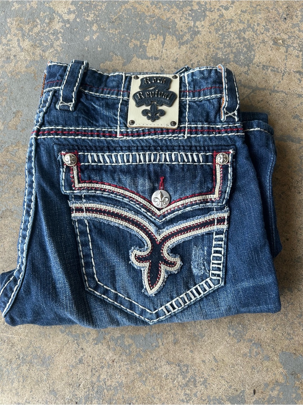 Rock Revival Jeans Rowell Straight 36x27 Distressed